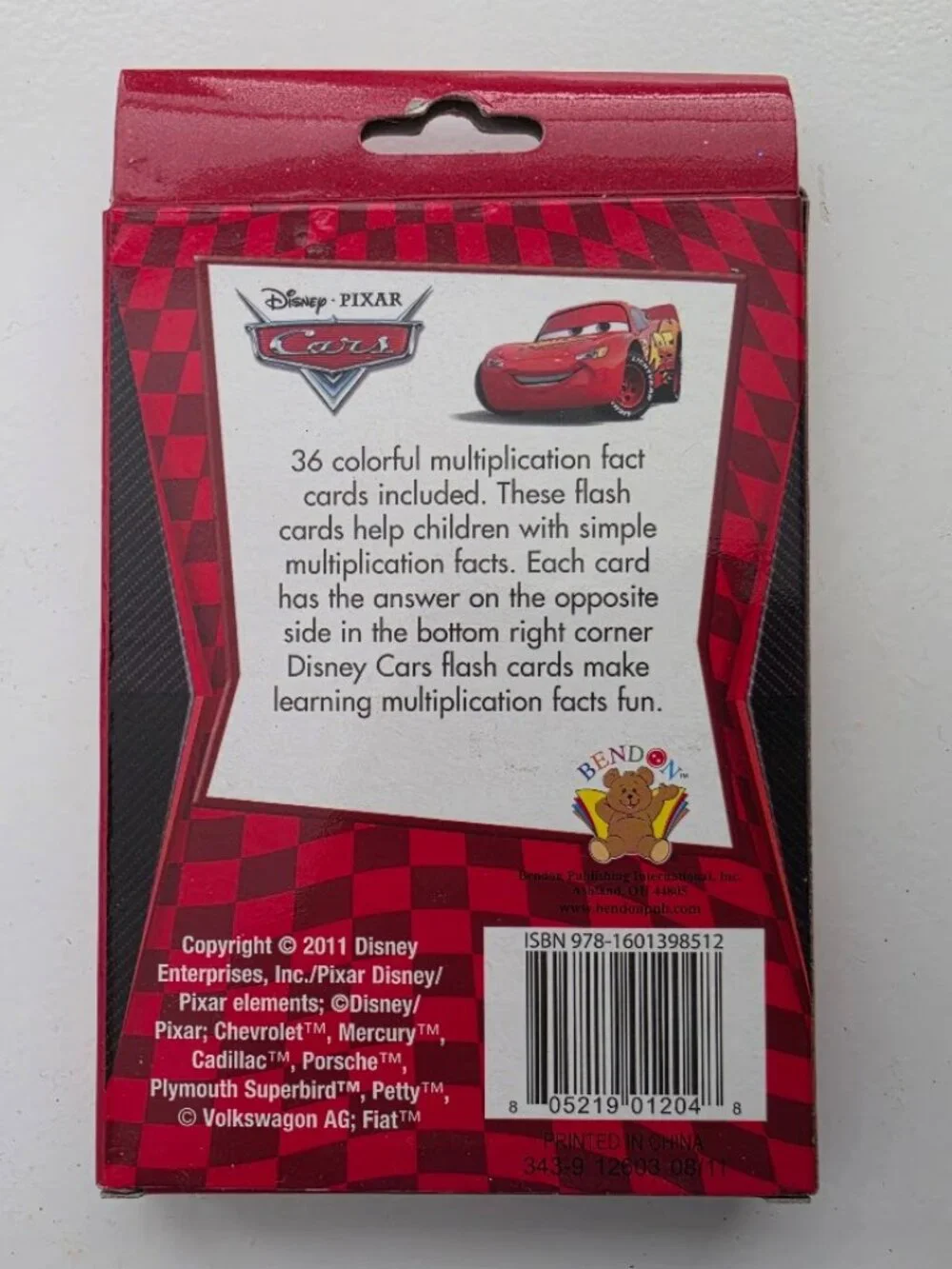 Disney Cars Multiplication Learning Game Cards (36). NEW!